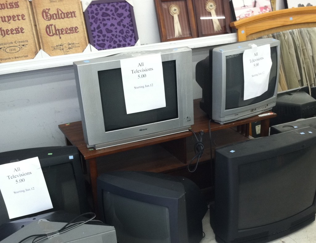 Katie Kitamura found this pile of televisions in a junk shop