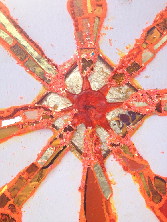 Andrew Logan chose the sun and was working on this one when I arrived.