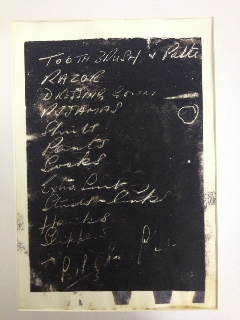 A list in the handwriting of Julia Bardsley's father